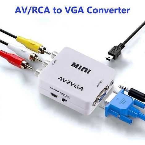 Convertisseur vidéo RCA vers VGA, adaptateur RCA avec câble audio 3,5 mm, mini convertisseur AV vers VGA ( ) (1/5)