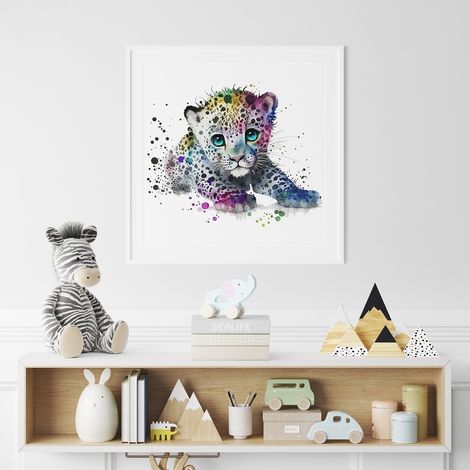 Poster / Affiche carrée Enfants - Tigreau coloré - 50x50 cm (1/3)