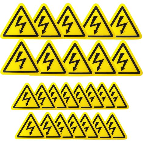 25 Pièces Danger électrique Autocollants, 5cm 10cm Signalétique Electricité Autocollant PVC Signe de Sécurité Panneau Triangulaires Adhésif Jaune pour Extérieure Intérieur D'avertissement électriques (1/5)