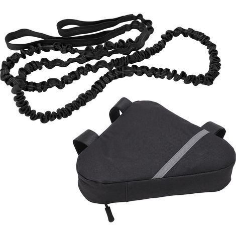 Corde de remorquage élastique pour vélo, sangle de traction pour remorque VTT, idéale pour les balades en famille en extérieur. Ensemble de cordes de remorquage noires. (1/5)