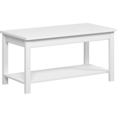Table basse avec étagère inférieure , table de salon coloris Blanc - Longueur 90 x Hauteur 45 x Profondeur 45 cm (1/5)