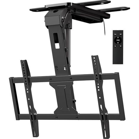 Motorised Ceiling TV Bracket 37-75" – Electric Downstairs, Remote Control, Load 45 kg, VESA 600×400mm, Black (1/5)