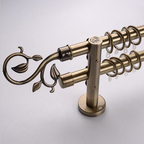28mm romain rideau tringle à rideau draperie pôle décor finials feuilles - bronze (1/5)