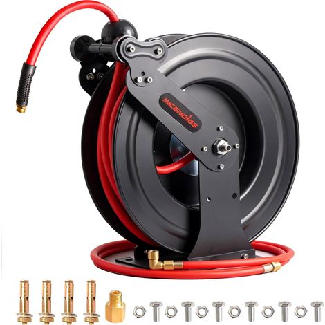 Compressed Air Hose Reel 20 m + 2 m, 3/8 Inch Hose, 20 Bar (1/5)