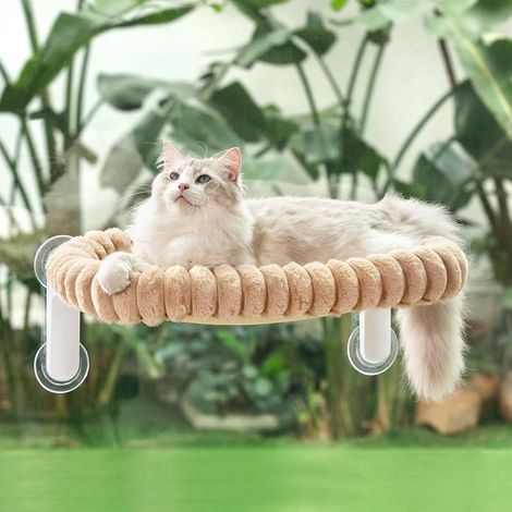 Hamac Chat Fenetre Panier Perchoir Transat Suspendu Pliable Support Etagere Cododo Lit pour Coussin Petite et Grande Chats Tapis Réversible Lavable en Machine 54 30cm (Chameau Clair, M) (1/5)