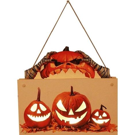 Ulisem Halloween Pumpkin Light Hanging Sign Ghost Mummy Wooden Lampe for Horror Party Accesstes Home Decor Accessoires (1/5)