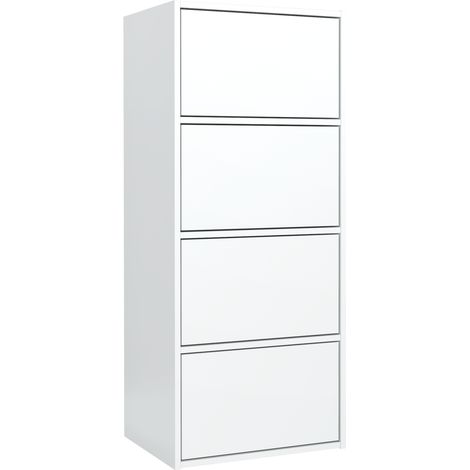 Scaffale 50 cm, 4 ante, 4 ripiani, Bianco, 50 x 38,5 x 121 cm (1/3)