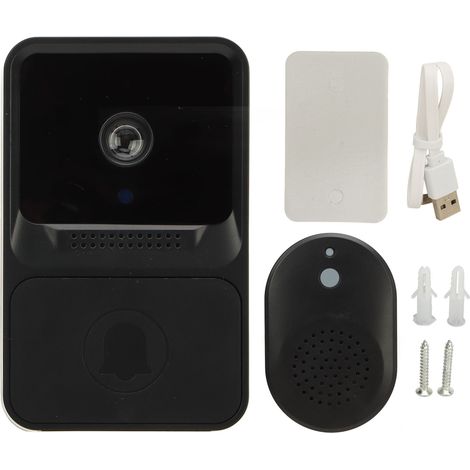 Interphone vidéo sans fil sonnette avec interphone bidirectionnel, réveil actif, surveillance mobile WiFi, noir