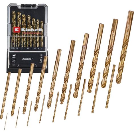 Einhell 249019 HSS-Co Jeu de forets pour le métal 1 mm, 1.5 mm, 2 mm, 2.5 mm, 3 mm, 3.5 mm, 4 mm, 4.5 mm 1 set (1/4)