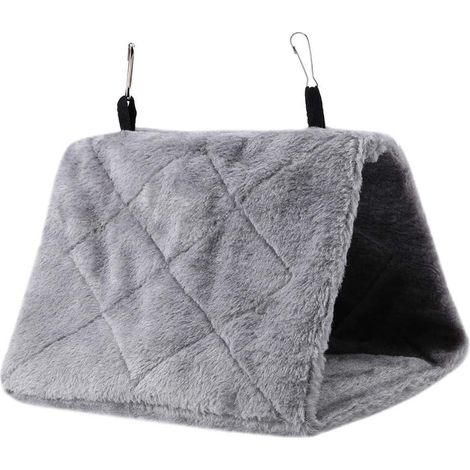 Amaca per pappagalli Peony, nido per uccelli, calda e morbida, in peluche, per uccelli, per l'inverno, giocattolo per animali domestici, tascabile, in cotone (L-Grigio) (1/5)