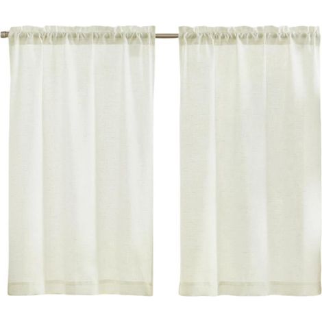 Lot de 2 rideaux superposés R16 Ivoire uni — Style à passe-tringle — Adaptés aux cuisines (74 x 60 cm) (1/5)