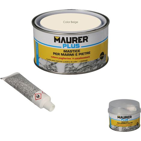 Maurer – Mastic de fixation pour marbre beige 375 ml – Réparation de surfaces endommagées – Mélange rapide avec catalyseur – Application facile