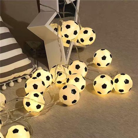 Guirnalda de luces con forma de balón de fútbol, guirnalda de luces para interiores/jardín, luces LED USB, 3 m, blanco cálido, 20 LED, decoración para habitaciones de niñas, bares, fiestas y decoració (1/5)