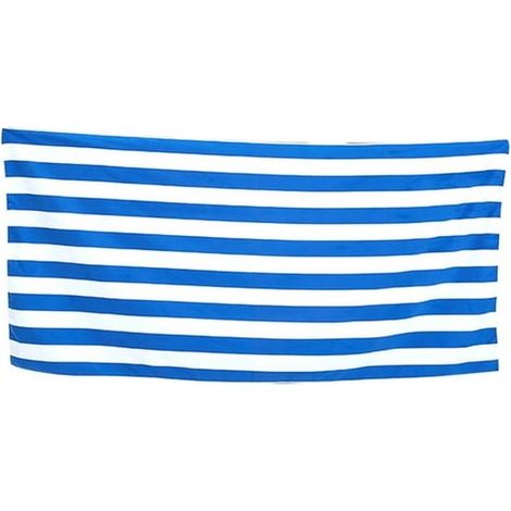 Telo mare - Asciugamano da bagno assorbente ed ecologico - Cotone - Fantasia a righe azzurre senza tempo - 90180 cm (1/5)