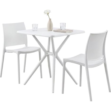 Set da giardino Amino con 2 sedie bianco