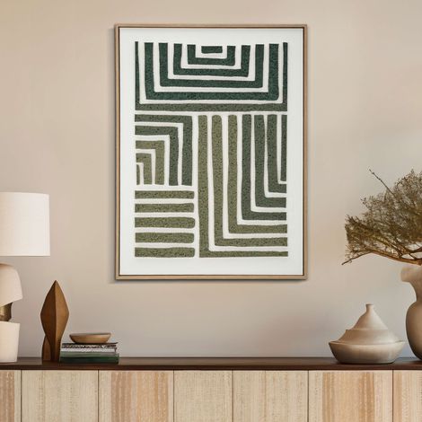 Pintura Bamesola, Efecto Relieve y Textura Material, Estructura Plástica y Madera, 60x80h cm Verde (1/5)