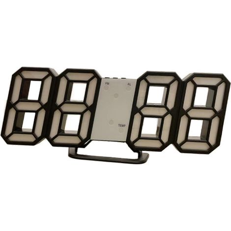 Réveil numérique 3D, objet de décoration, réveil de bureau, convient aux tables de chevet et aux salons, lumière blanche, accents noirs. (1/4)