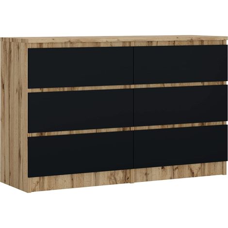 Cassettiera 6 cassetti : Rovere Wotan / Nero Opaco, 120 x 79 x 39 cm (1/5)