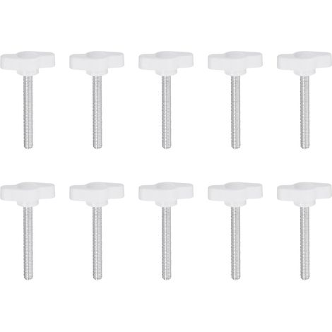 Sternförmige Spannschrauben – 10er-Pack – Kunststoff und Stahl – Gewinde M5 x 40 mm – Für Industriemaschinen – Weiß (1/5)