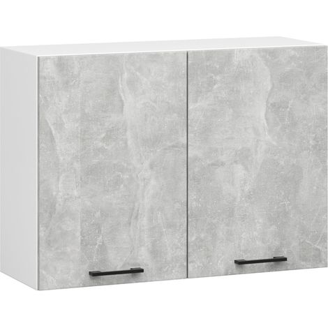 Armoires de cuisine haute AKORD W80 OLIWIA Blanc 80 cm 2 portes façade Béton 2 étagères 80x30x58 cm (1/5)