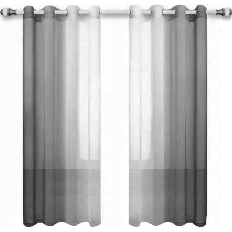 Rideaux en Voile Dégradé Faux Lin pour Chambre - à Oeillets - Filtration Lumière Semi-Transparente - pour Séjour 63 Pouces (160cm) de Long (1/5)