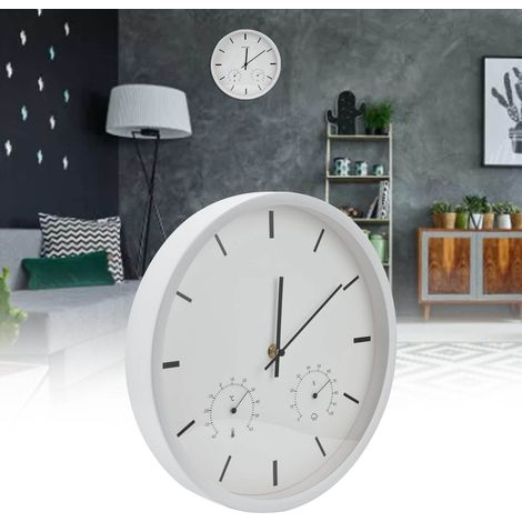 Thermomètre et hygromètre multifonctions de style nordique minimaliste, horloge murale blanche. (1/5)