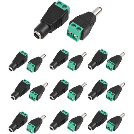 10 Pairs DC Power Connectors 1/4" x 1/8" Male and Female 12V Connector for CCTV Camera LED Light Bar Male/Female Adapters for Electronic Equipment (1/5)