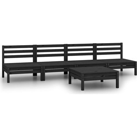 Maison Exclusive - 5-tlg. Garten-Lounge-Set Schwarz Massivholz Ki (1/5)