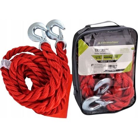 CORDE DE REMORQUAGE TRESSÉE AVEC CROCHETS 4 m jusqu'à 4000 kg (1/4)