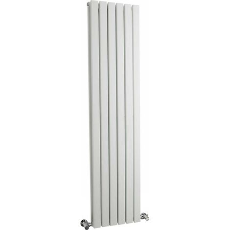 Hudson Reed Sloane Double Designer Vertical Radiator 1500mm H x 354mm W - Satin White (1/4)