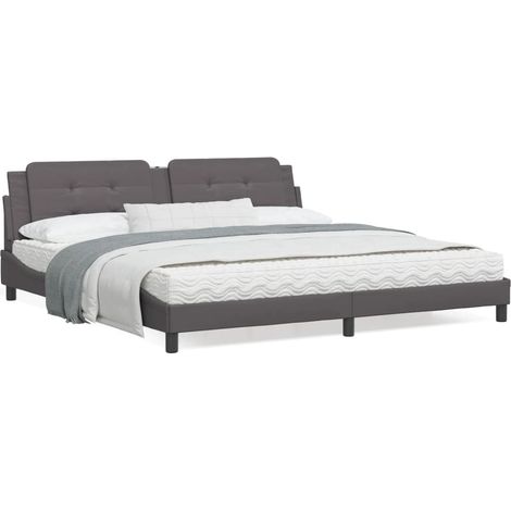 Lit avec matelas gris 200x200 similicuir (1/5)