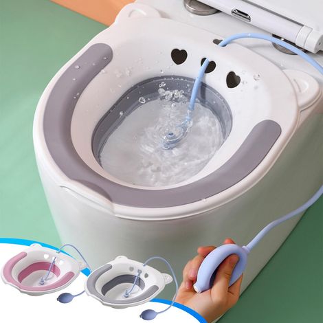 Bassin De Sitz - Bassin Portable Pour Toilette - Plastique - 39 X 37 Cm - Pliable - Pour Soins Post-Partum Et Hygiène Personnelle - 2 Pièces (1/5)