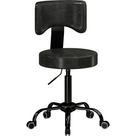 Tabouret à roulettes réglable en hauteur pivotant 360° avec dossier assise rembourrée pour salon spa bureau (1/5)