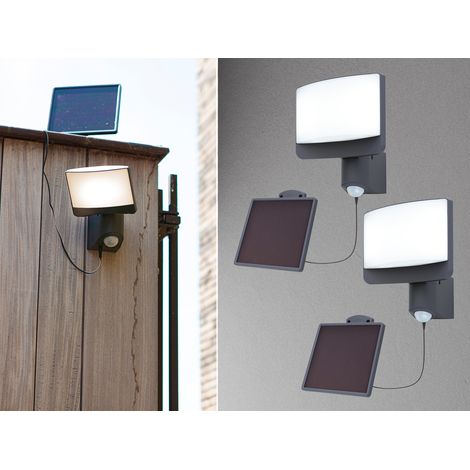 LED Solar Wandleuchte 2er SET mit Bewegungsmelder IP54, Breite 18cm (1/5)