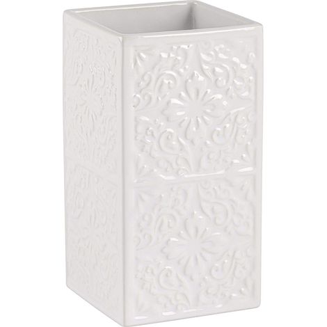 WENKO Vaso dientes de cerámica Cordoba, blanco, bianco, 6.5 x 6.5 x 12 cm