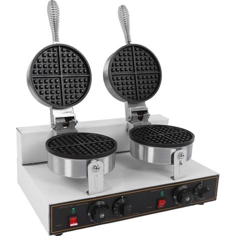 Doppelwaffeleisen 2400W, Schnellaufheizung, Antihaftbeschichtung, Isolierter Griff, Professionelles Waffeleisen für köstliche Waffeln (EU-Stecker 220V) (1/4)
