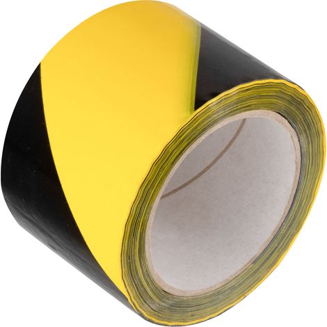 Ruban de signalisation jaune et noir 72 mm x 100 m Vorstahl (1/3)