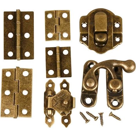 Charnières et fermetures métalliques - vis comprises - Set de 5 variantes. réf 58000