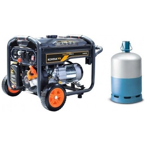 Groupe électrogène 3300W gaz/essence – Moteur 4 temps OHV 223cc – Démarrage facile – Autonomie 14h – 2 prises 230V 16A – Kompak (1/4)