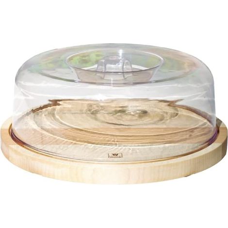 PORTA FORMAGGIO REALIZZATO IN LEGNO DI FAGGIO TONDO DIAMETRO 26.5 CM CAMPANA IN PLASTICA (1/4)