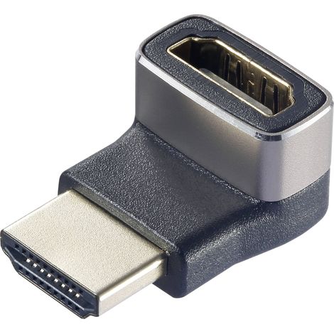 SpeaKa Professional SP-11302012 HDMI Adaptateur [1x HDMI mâle - 1x HDMI femelle] noir, argent UHD 8K @ 60 Hz, UHD 4K @ 120 Hz coudé à 90 ° vers le C533722 (1/4)