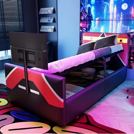 bett kinderbett mit stauraum 90x200 gepolstert OKMYHOME (1/3)