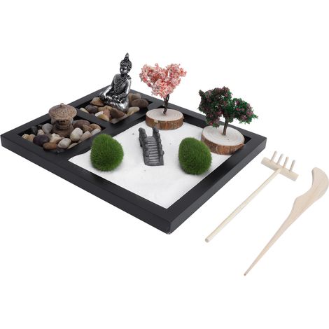 Table à sable de jardin zen, statue de Bouddha, bac à sable, plateau de bureau de style japonais, décoration artisanale