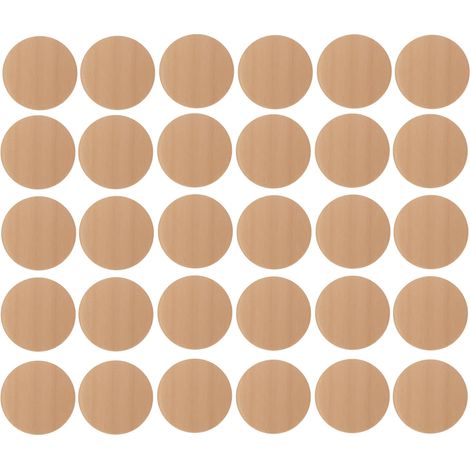 30x Cache vis adhésif autocollant diamètre 20mm bouchon trou meuble table chaise maison, bois pin clair (1/3)