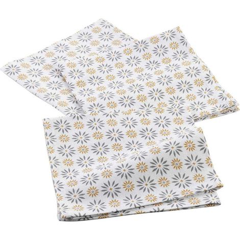 Lot de 3 Serviettes de Table "Floreor" 40x40cm Gris (1/3)