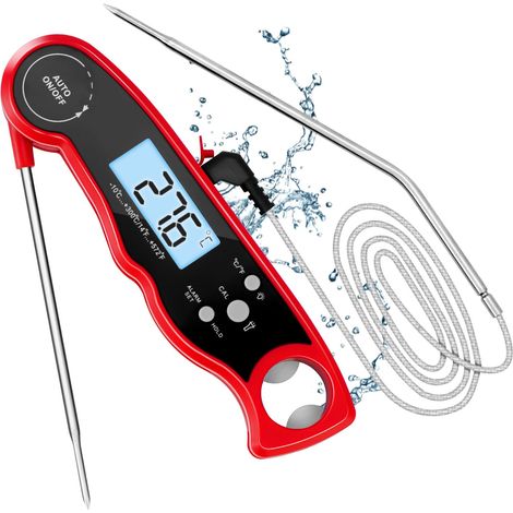 Digitales Küchenthermometer, Sofortmessung in 3 Sekunden, 102 cm lange, faltbare Sonde, für Fleisch, Grillgut und Steaks