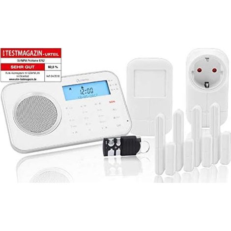 Olympia 6006 Prohome 8762 Sistema di Allarme WiFi GSM fino a 64 sensori con App Sirena Integrata colore Bianco (1/4)