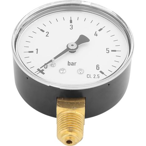 Pressure Booster Gauge, Water Pressure Gauge 0-6 Bars, Hydraulic Air Pressure Gauge 1/4 Inch NPT Side Mount Pressure Gauge (1/5)