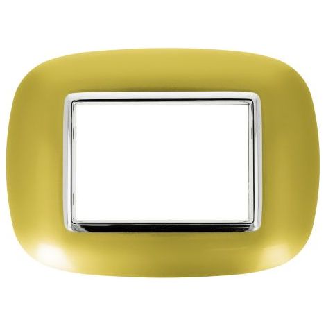 Placca Oval 503 3M Moduli Oro Lucido Compatibile con Bticino Axolute SD22003-13