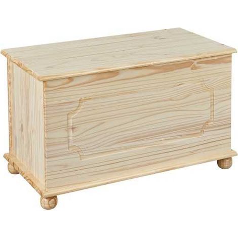 Coffre à jouets 89x47x53 cm en pin massif naturel - CHAMBERY (1/5)